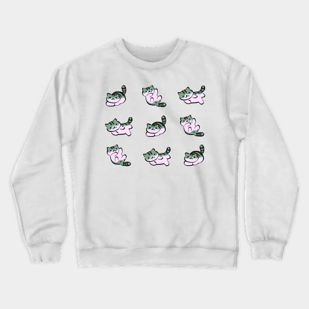 cute kawaii pickles the gray tabby cat / kitty collector pattern Crewneck Sweatshirt by mudwizard